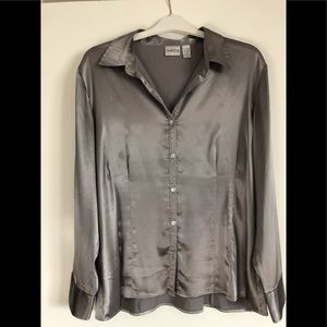 Long sleeve silver shirt Size 14